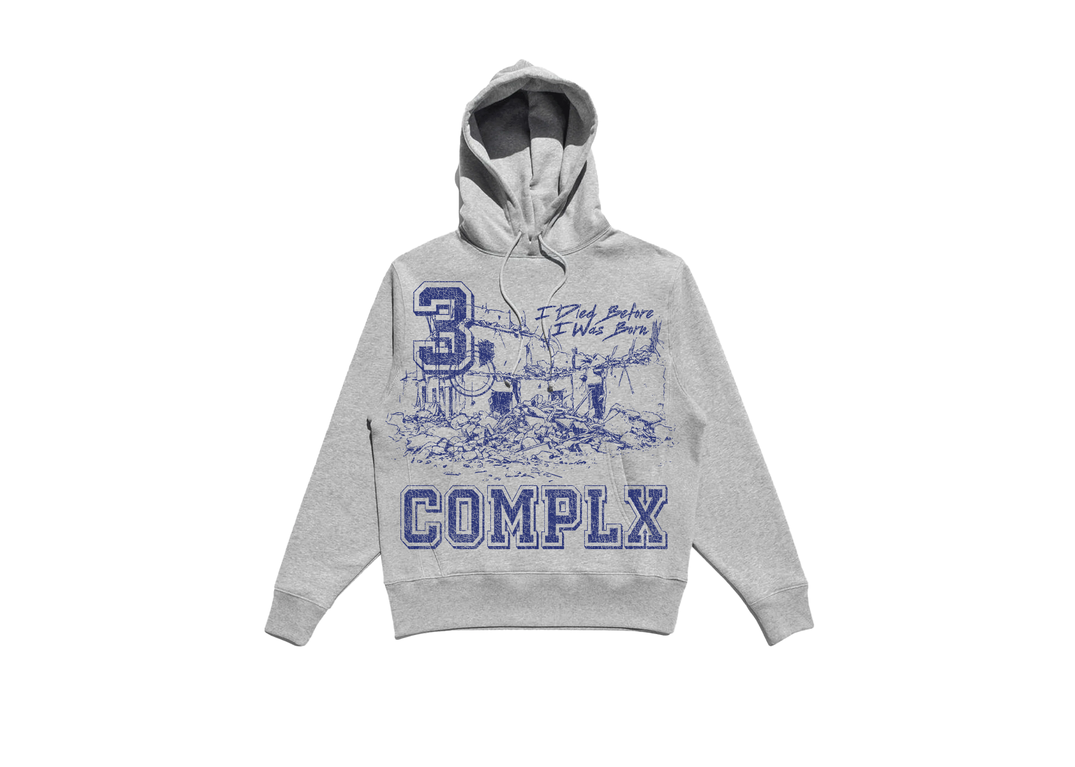 "Ruins" Grey Pullover Hoodie